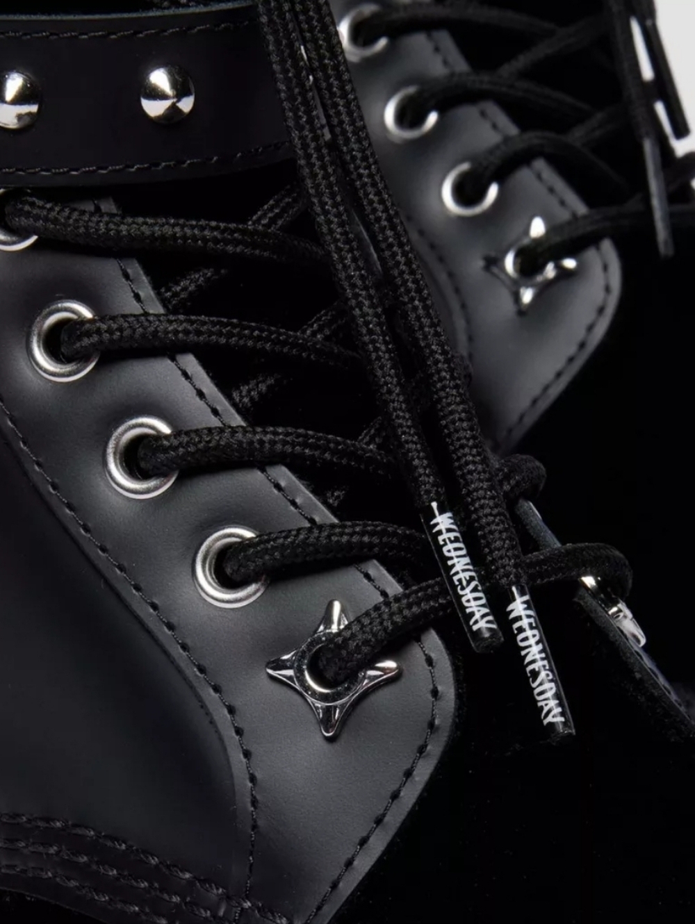 Dr. Martens Black Leather & Suede Buckle Combat Boot/wednesday/NWB - Picture 2 of 8